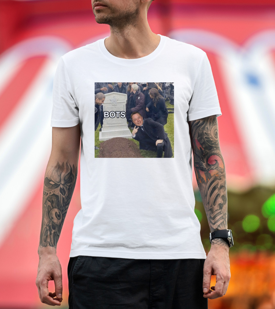 Rip Elon Musk Bots Cemetery Humor Image T-Shirt