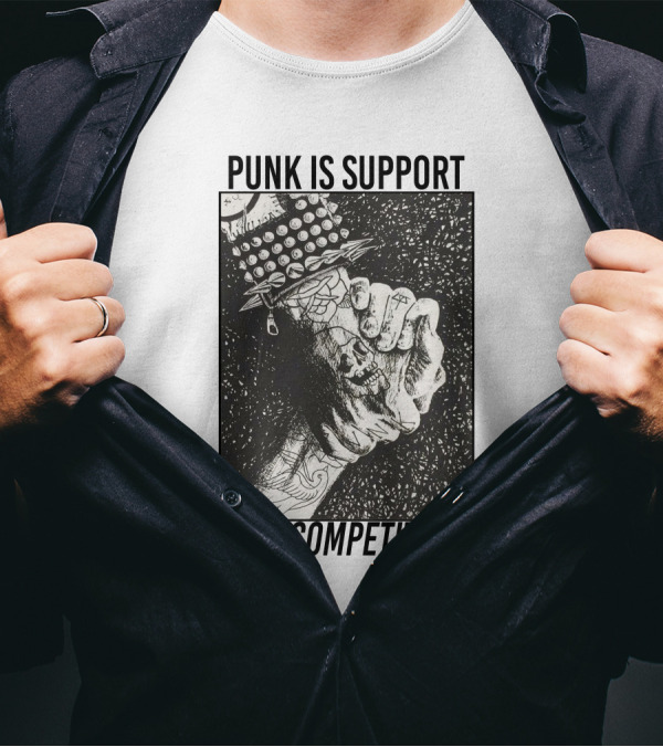 Punk Is Support Not Competition No Gods No Masters Spiked Leather Unity T-Shirt