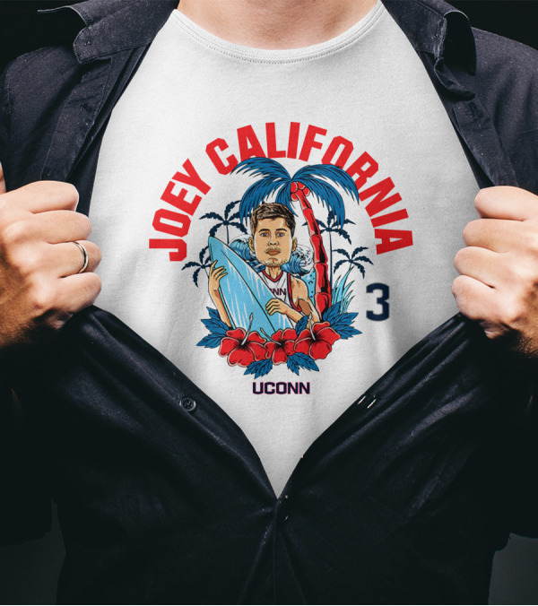 JOEY CALIFORNIA 3 UCONN SURFING PALM TREES HAWAIIAN FLORAL T-Shirt