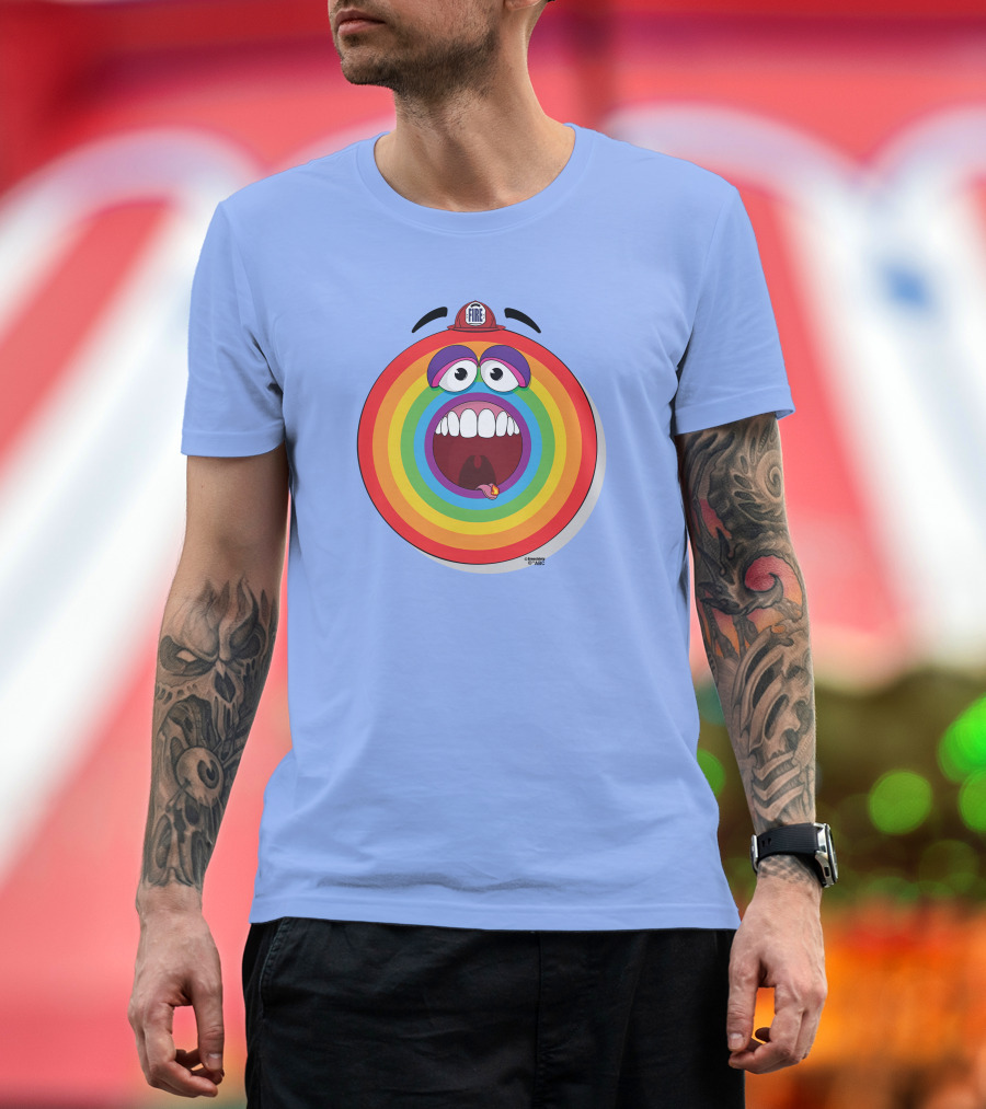 Firefighter Rainbow Face with Comic Mouth by Ernest Doty T-Shirt