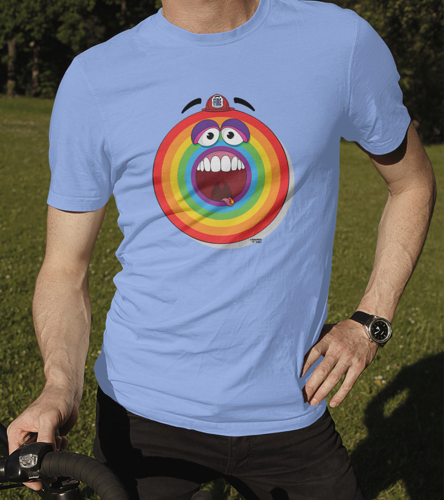 Firefighter Rainbow Face With Comic Mouth By Ernest Doty T-Shirt