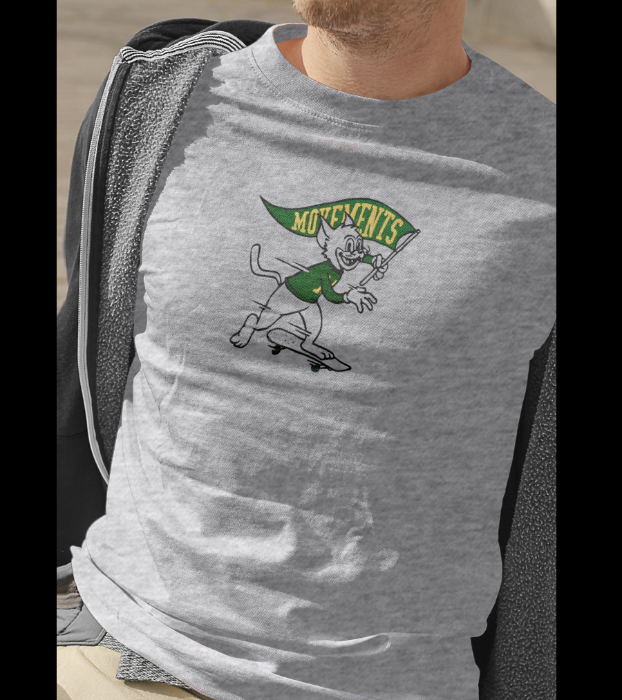 Movements Skateboarding Cat With Flag T-Shirt