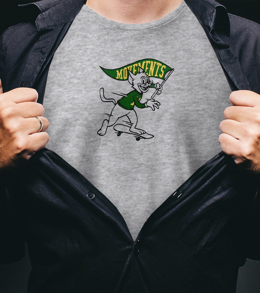 Movements Skateboarding Cat With Flag T-Shirt