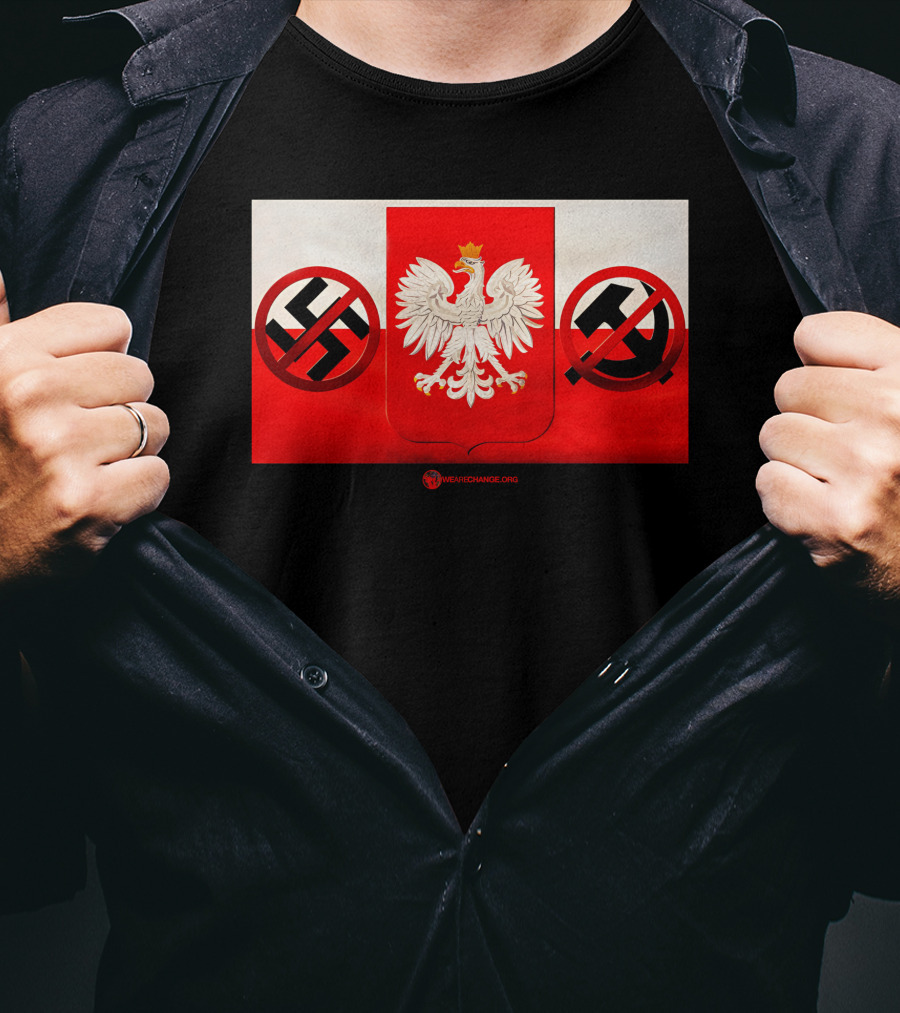 WeAreChange.org The Polish Spirit Anti-Swastika Anti-Communism Eagle T-Shirt