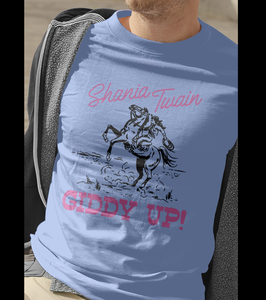 Shania Twain Giddy Up Riding Horse Sketch T-Shirt