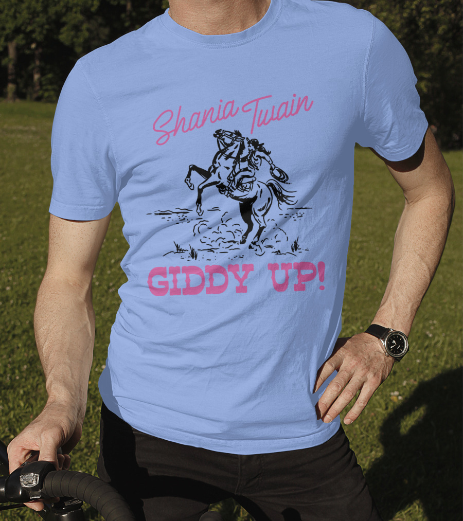 Shania Twain Giddy Up Riding Horse Sketch T-Shirt