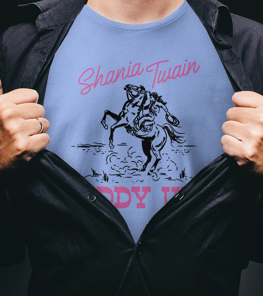 Shania Twain Giddy Up Riding Horse Sketch T-Shirt
