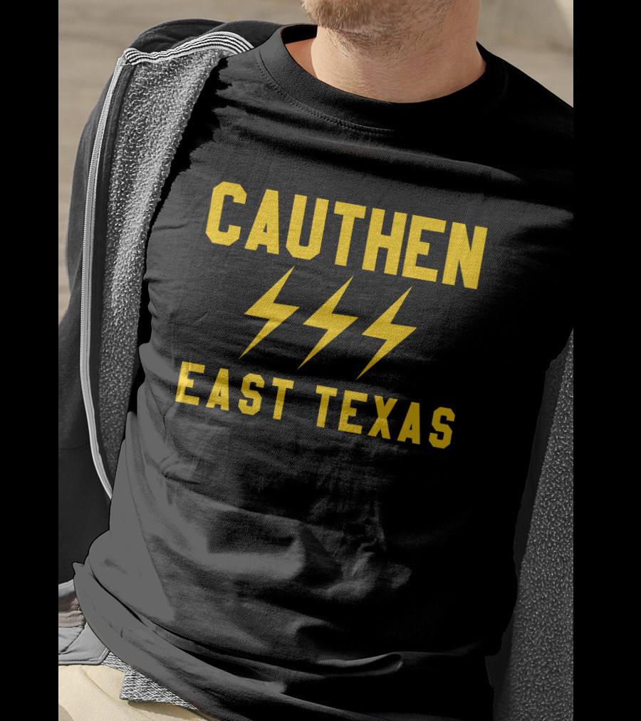 Cauthen East Texas Lightning Bolt Motif T-Shirt