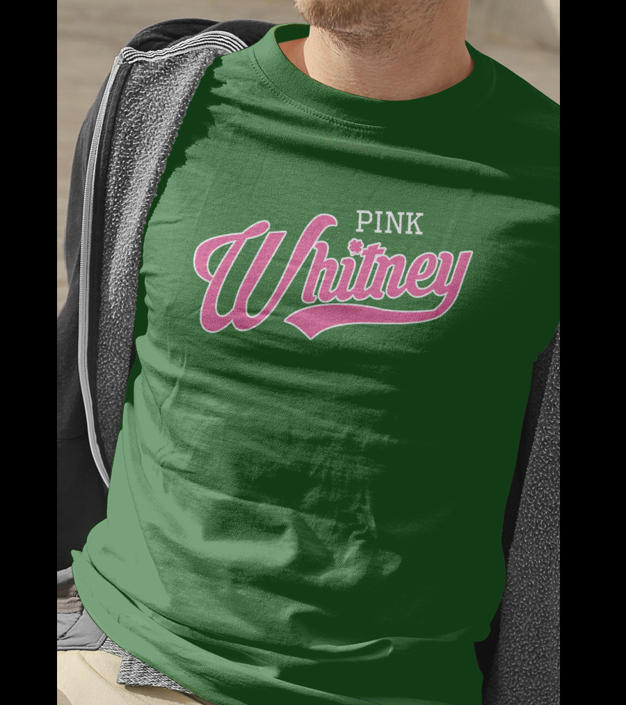 Pink Whitney Retro Bold Script Green Background T-Shirt