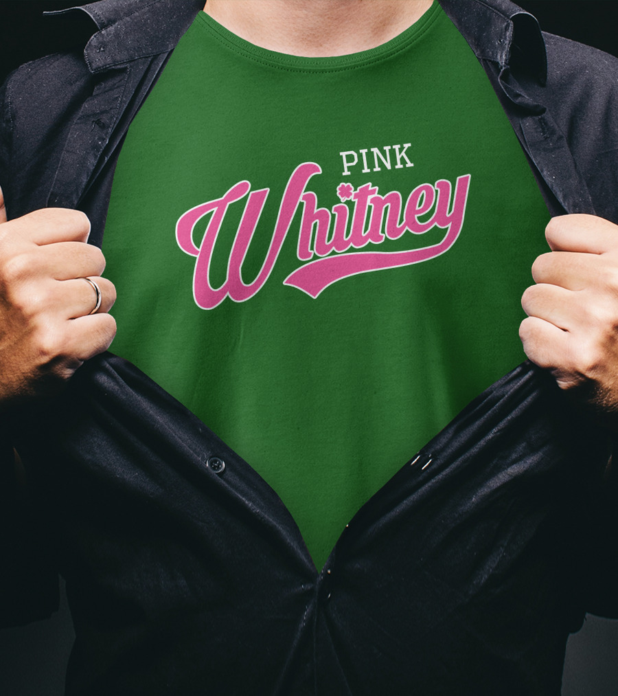 Pink Whitney Retro Bold Script Green Background T-Shirt
