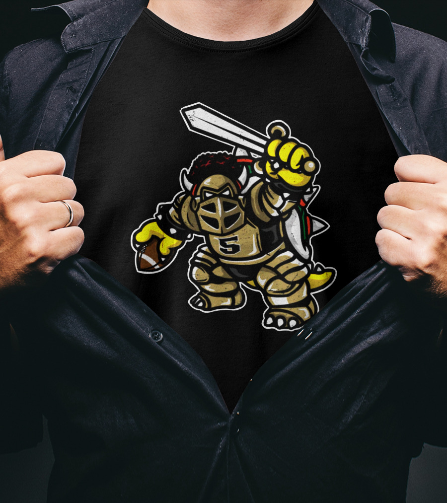 Isaiah Bowser Toon Character With Football And Sword T-Shirt