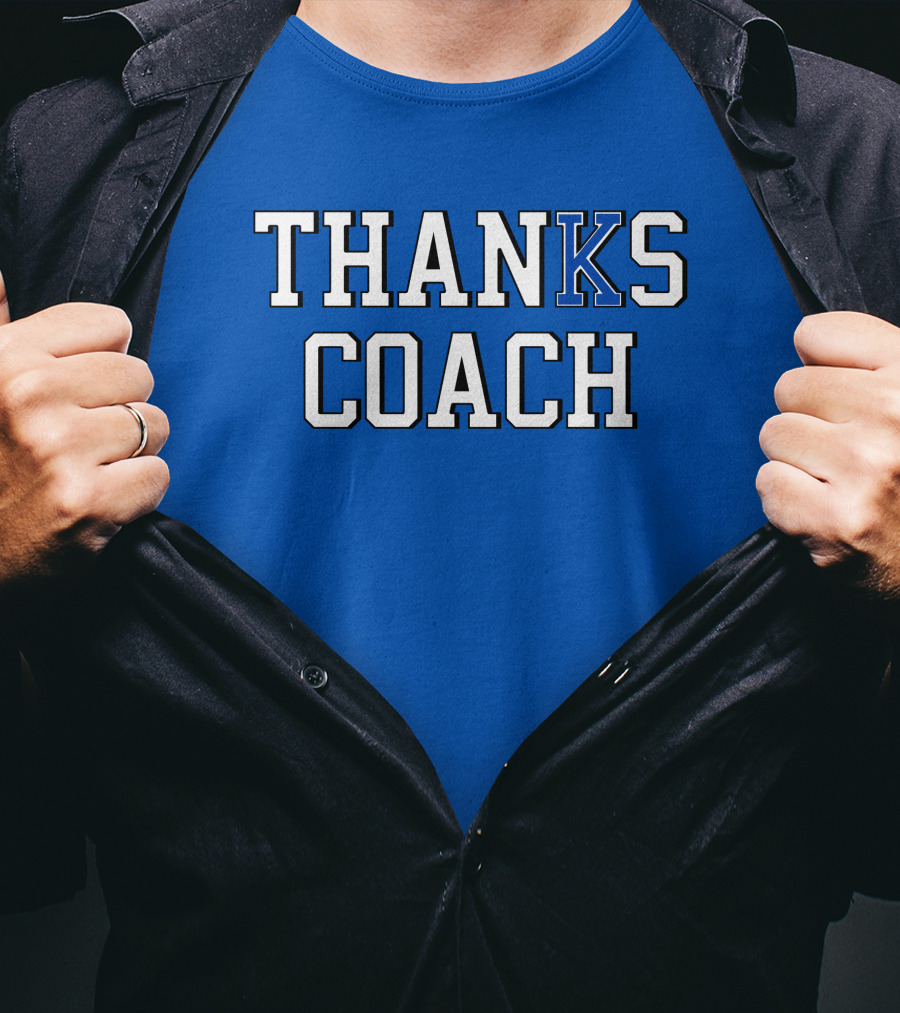 Thanks Coach Basketball Appreciation Blue Text T-Shirt