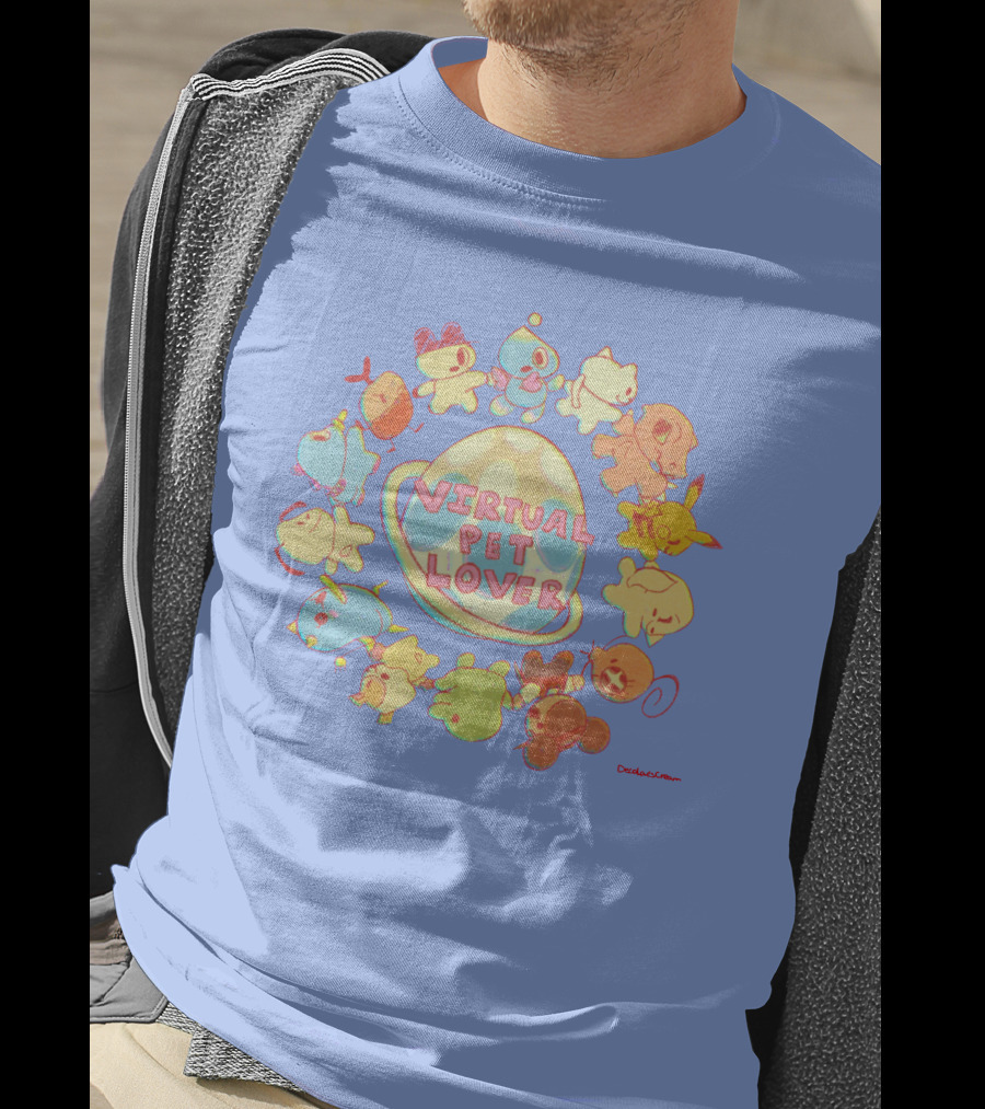Virtual Pet Lover Colorful Cute Characters Circle T-Shirt