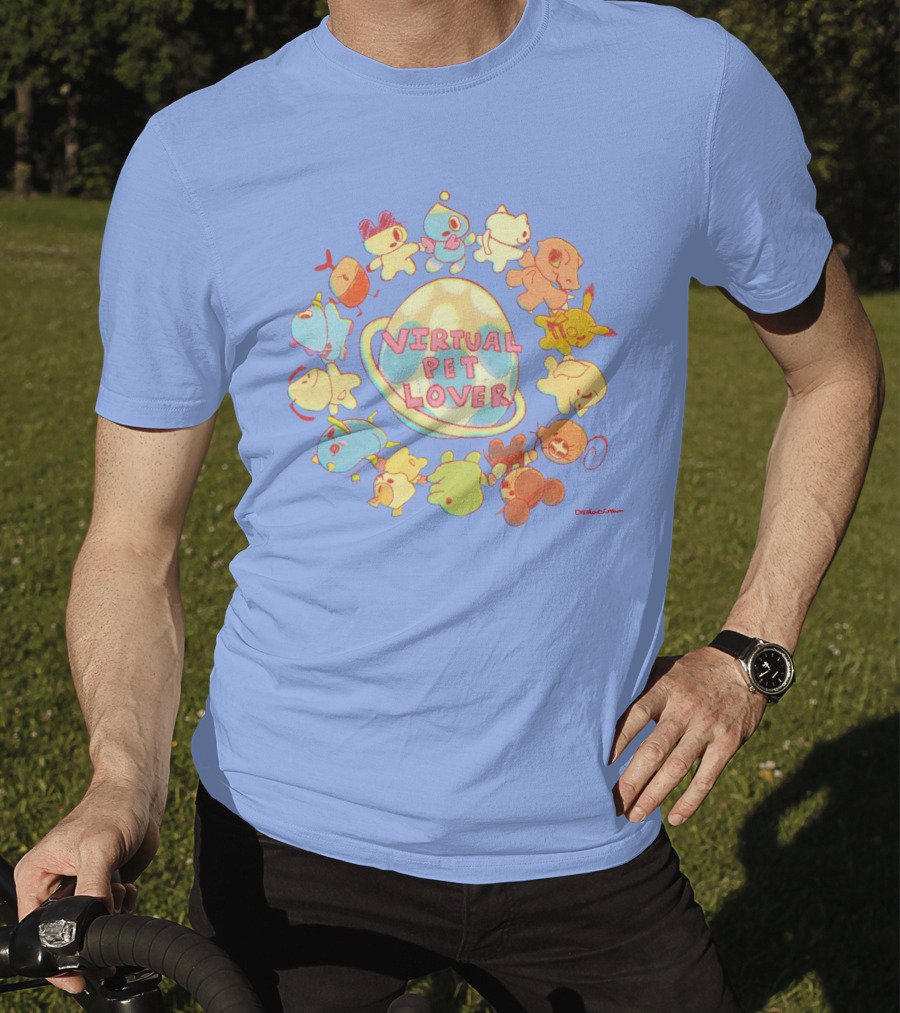 Virtual Pet Lover Colorful Cute Characters Circle T-Shirt
