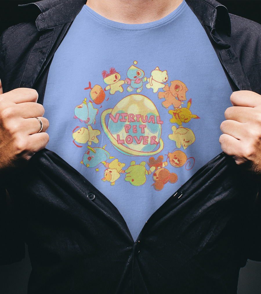 Virtual Pet Lover Colorful Cute Characters Circle T-Shirt
