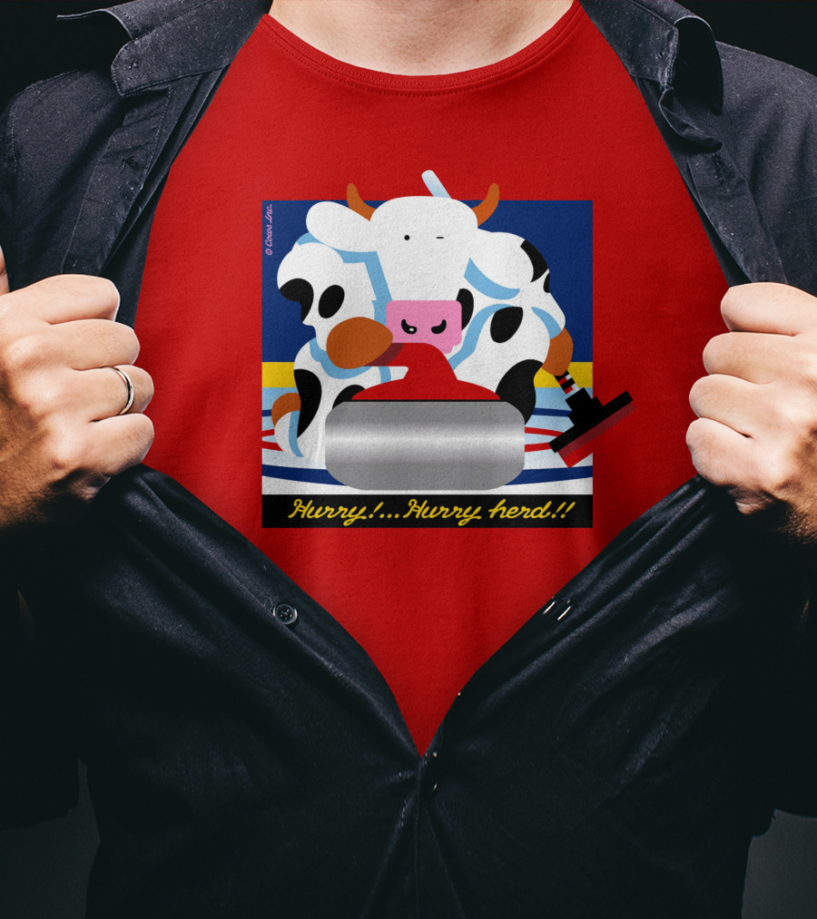 Hurry Hurry Herd Cow Curling Sweep T-Shirt