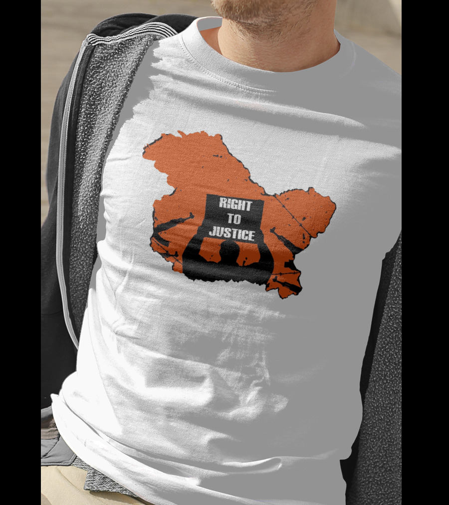 Right To Justice Protest Silhouette Inside Orange Map Shape T-Shirt