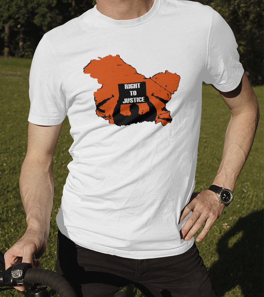 Right To Justice Protest Silhouette Inside Orange Map Shape T-Shirt