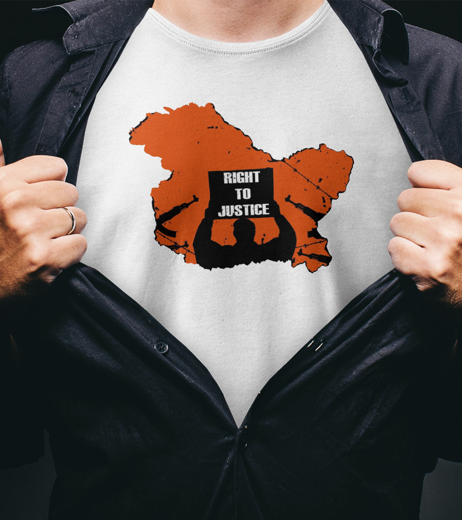 Right To Justice Protest Silhouette Inside Orange Map Shape T-Shirt