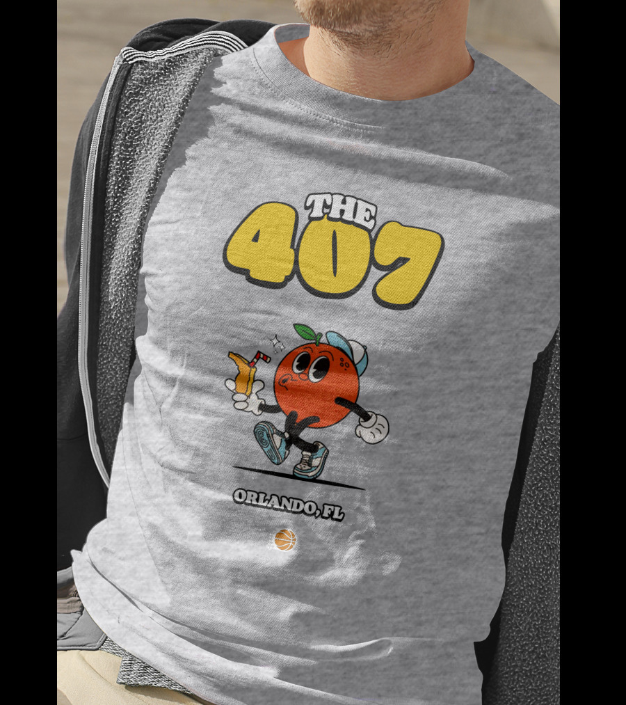 THE 407 Orlando FL Basketball Orange Character T-Shirt