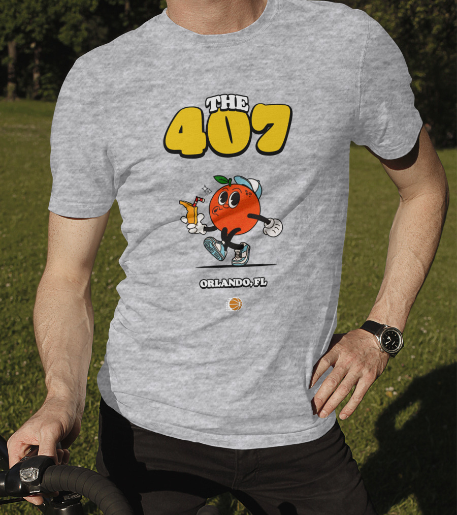 THE 407 Orlando FL Basketball Orange Character T-Shirt
