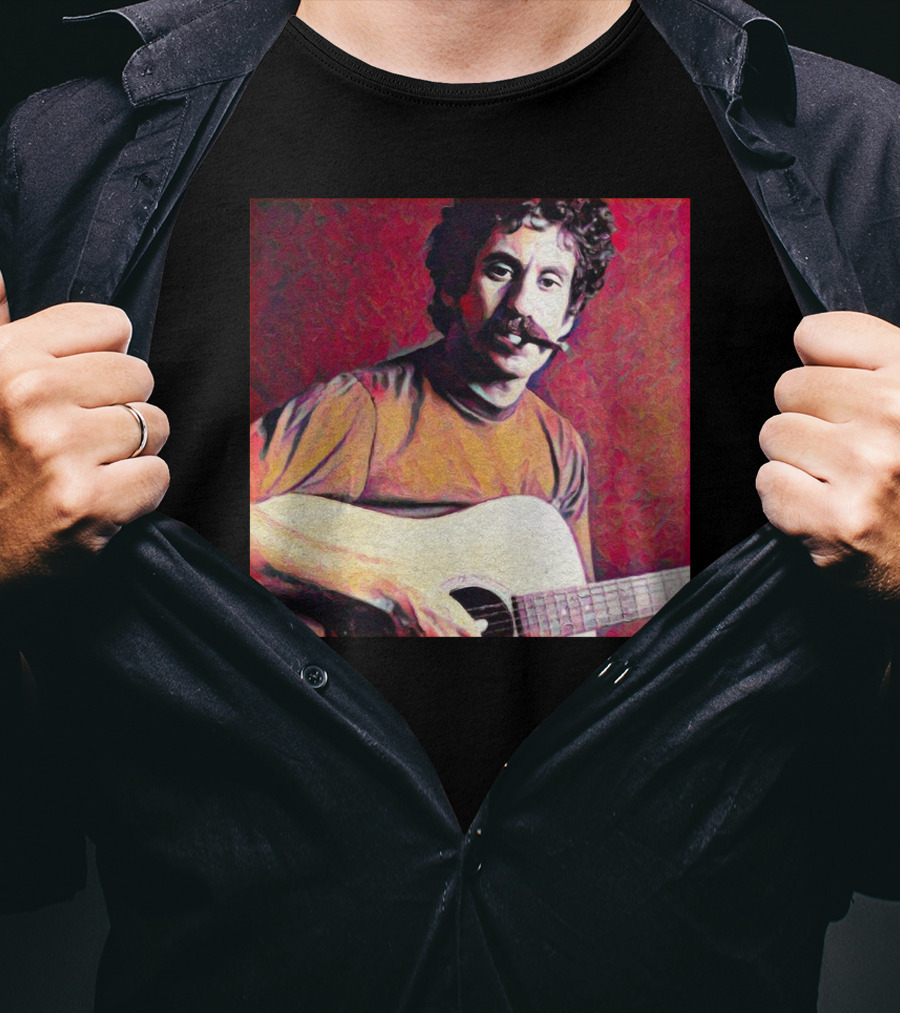 Jim Croce Playing Acoustic Guitar T-Shirt