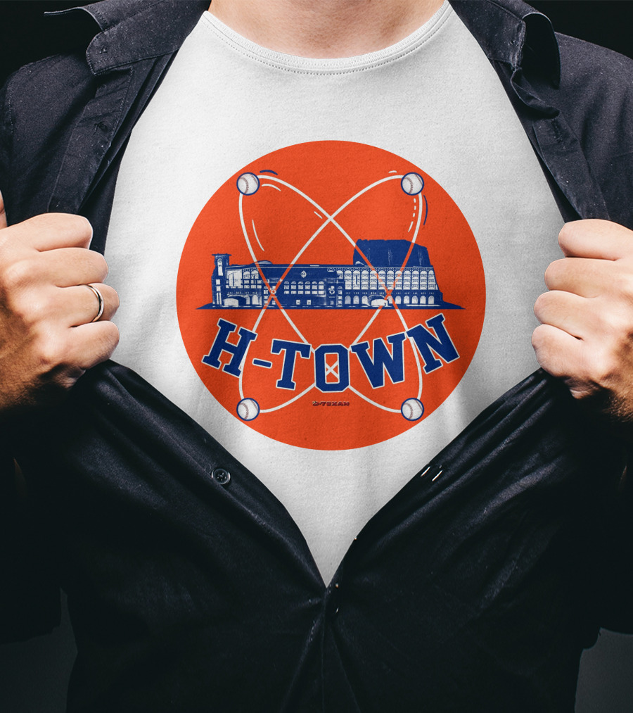 H-Town D-Texan Baseball Landmark Iconography T-Shirt