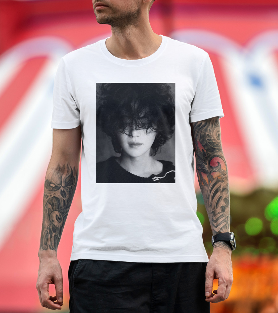 Suga Min Yoongi's Face Black and White Curly Hair T-Shirt