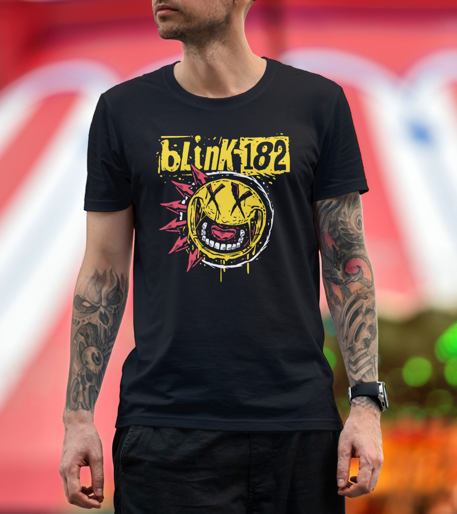 Blink182 Punk Smiley Distressed Face T-Shirt