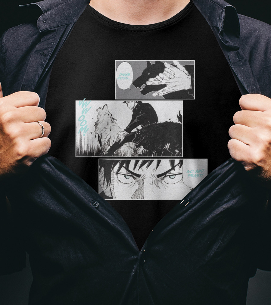 Shonen Jump Jujutsu Kaisen Megumi Divine Dogs Go And Feast T-Shirt