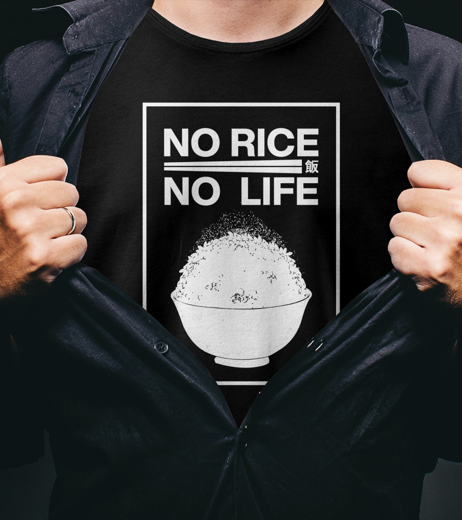No Rice No Life Kanji Bowl T-Shirt