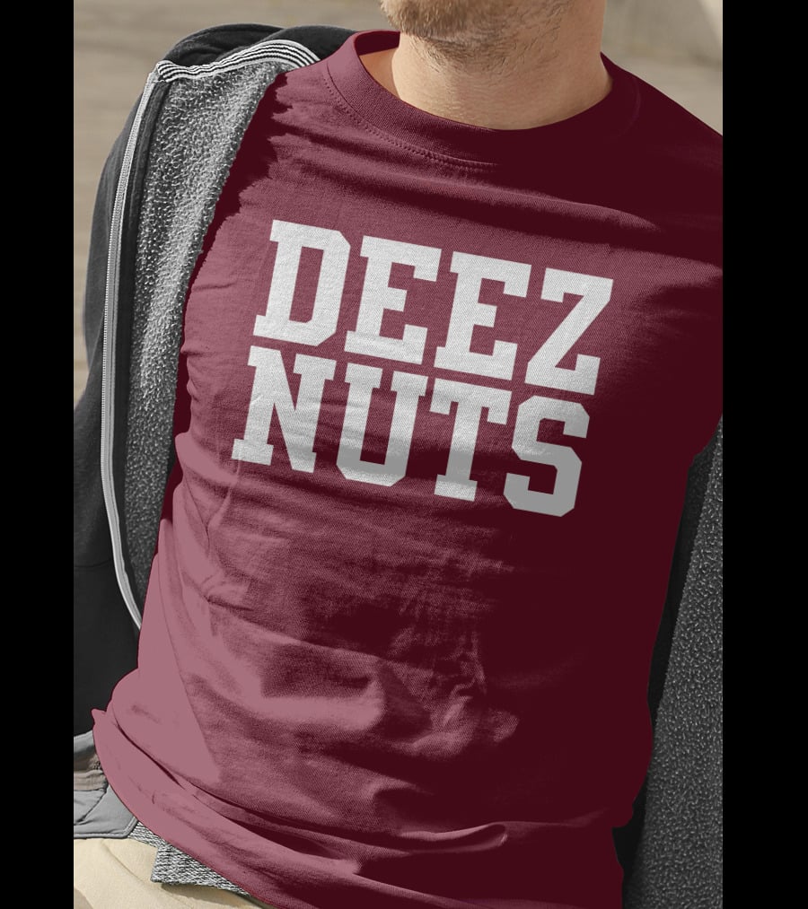 DEEZ NUTS Text Bold White On Dark T-Shirt