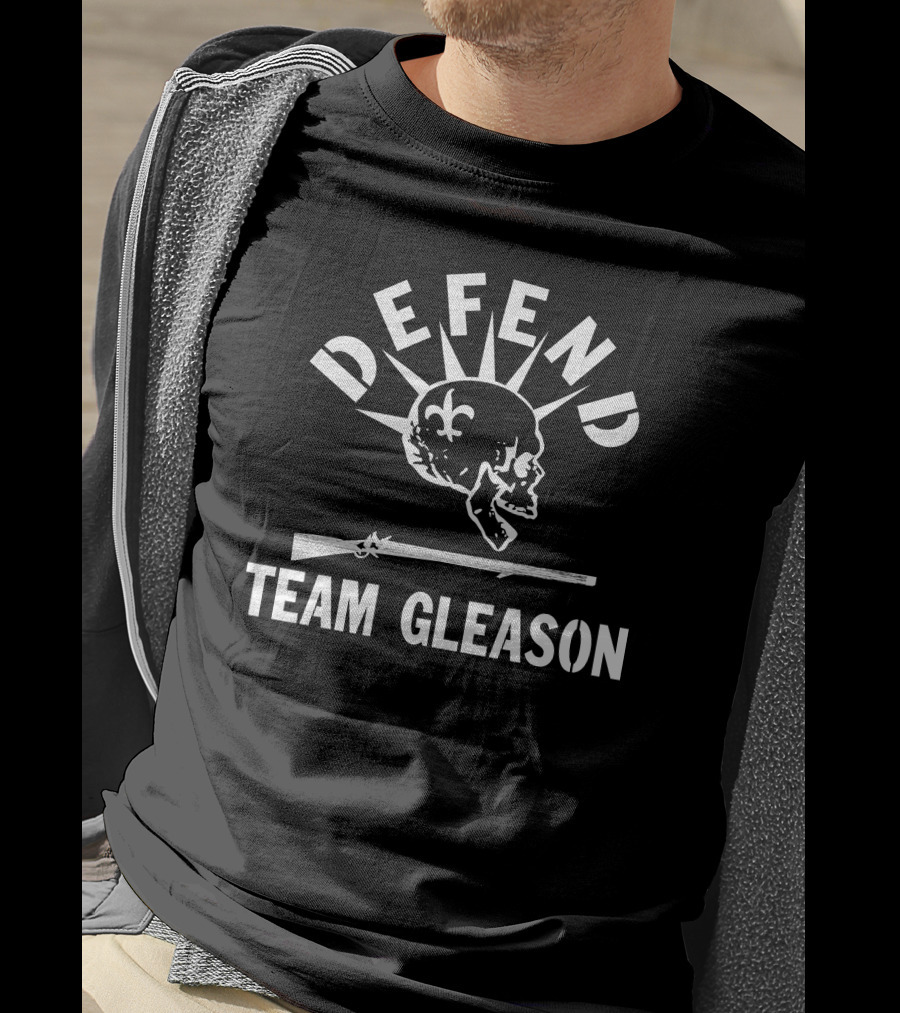 Defend Team Gleason Skull And Cross Gun Fleur-de-Lis T-Shirt
