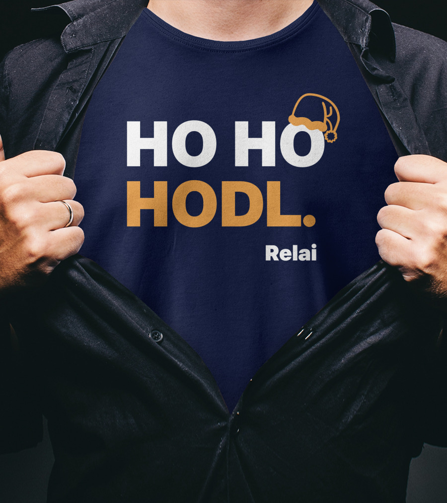 Ho Ho Hodl Relai Christmas Santa Hat Bitcoin T-Shirt