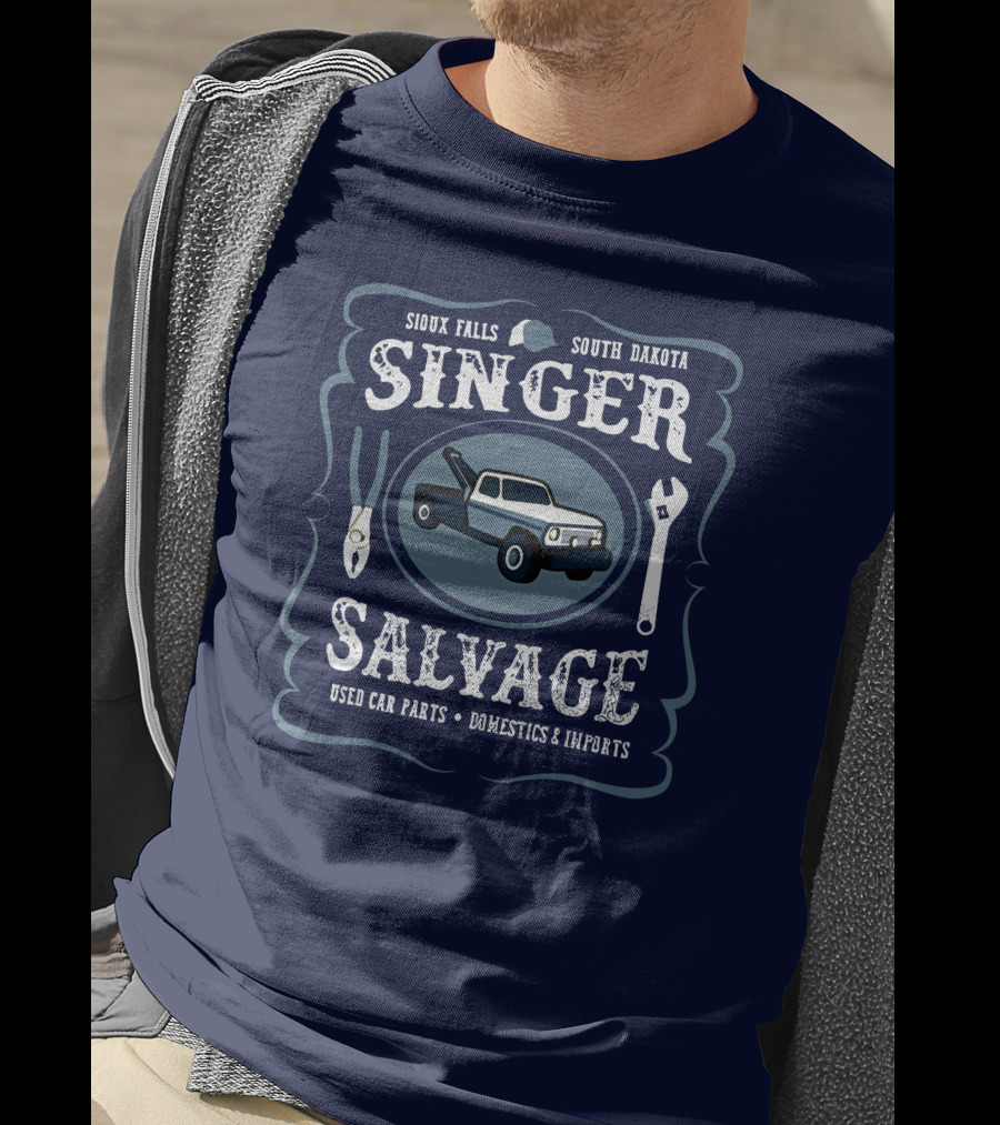 Sioux Falls South Dakota Singer Salvage Used Car Parts Domestics Imports T-Shirt