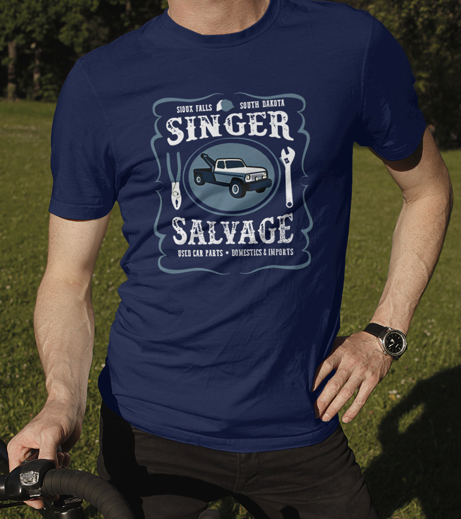 Sioux Falls South Dakota Singer Salvage Used Car Parts Domestics Imports T-Shirt
