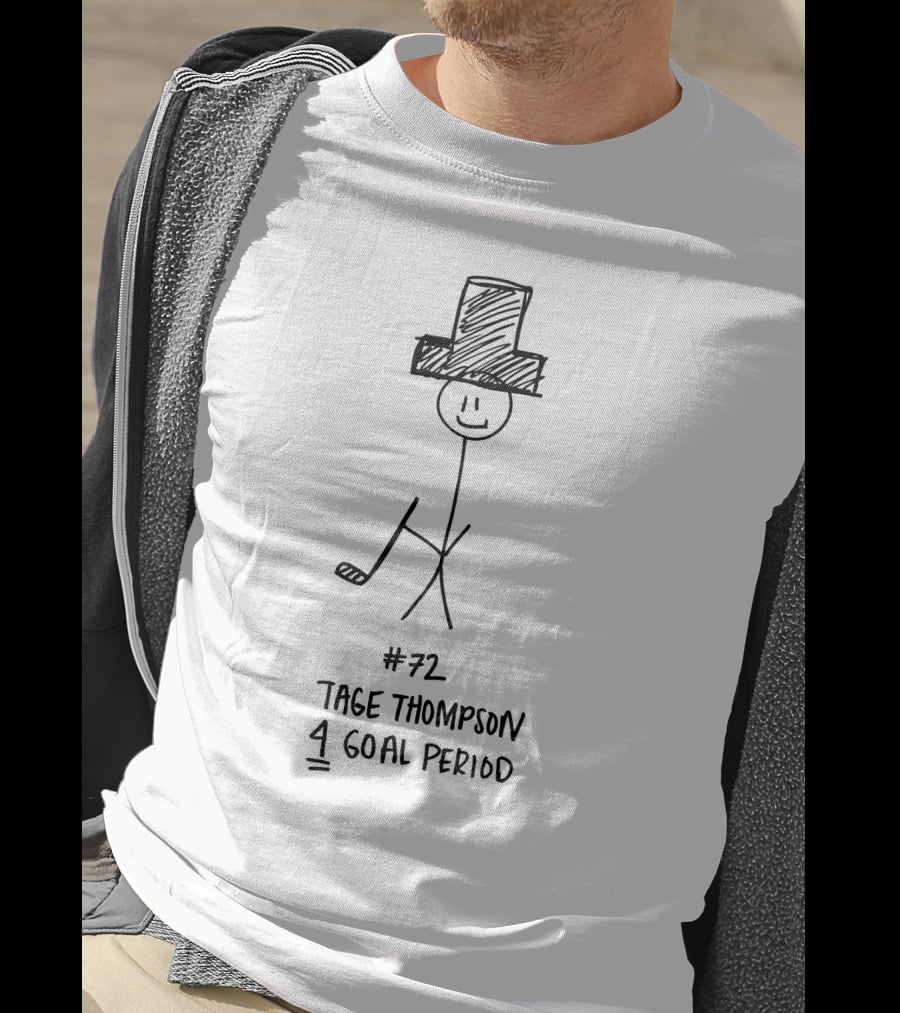 72 Tage Thompson 4 Goal Period Stick Figure Hockey Hat Trick T-Shirt