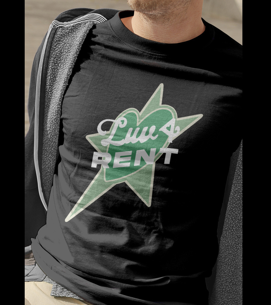 Luv 4 Rent Green Heart With Starburst Background T-Shirt