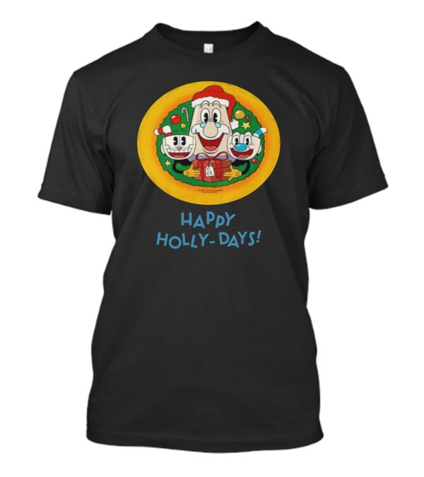 Happy Holly-Days Christmas Santa Cuphead And Mugman T-Shirt