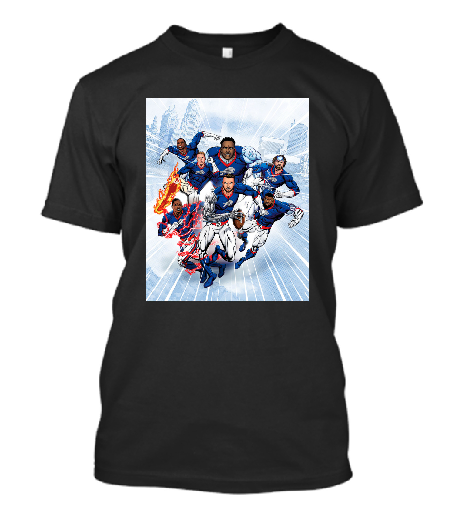 Buffalo Bills Super Hero Team Comic T-Shirt