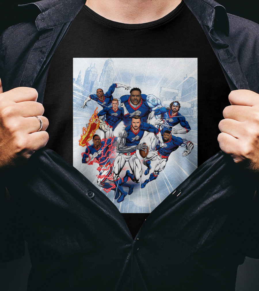 Buffalo Bills Super Hero Team Comic T-Shirt