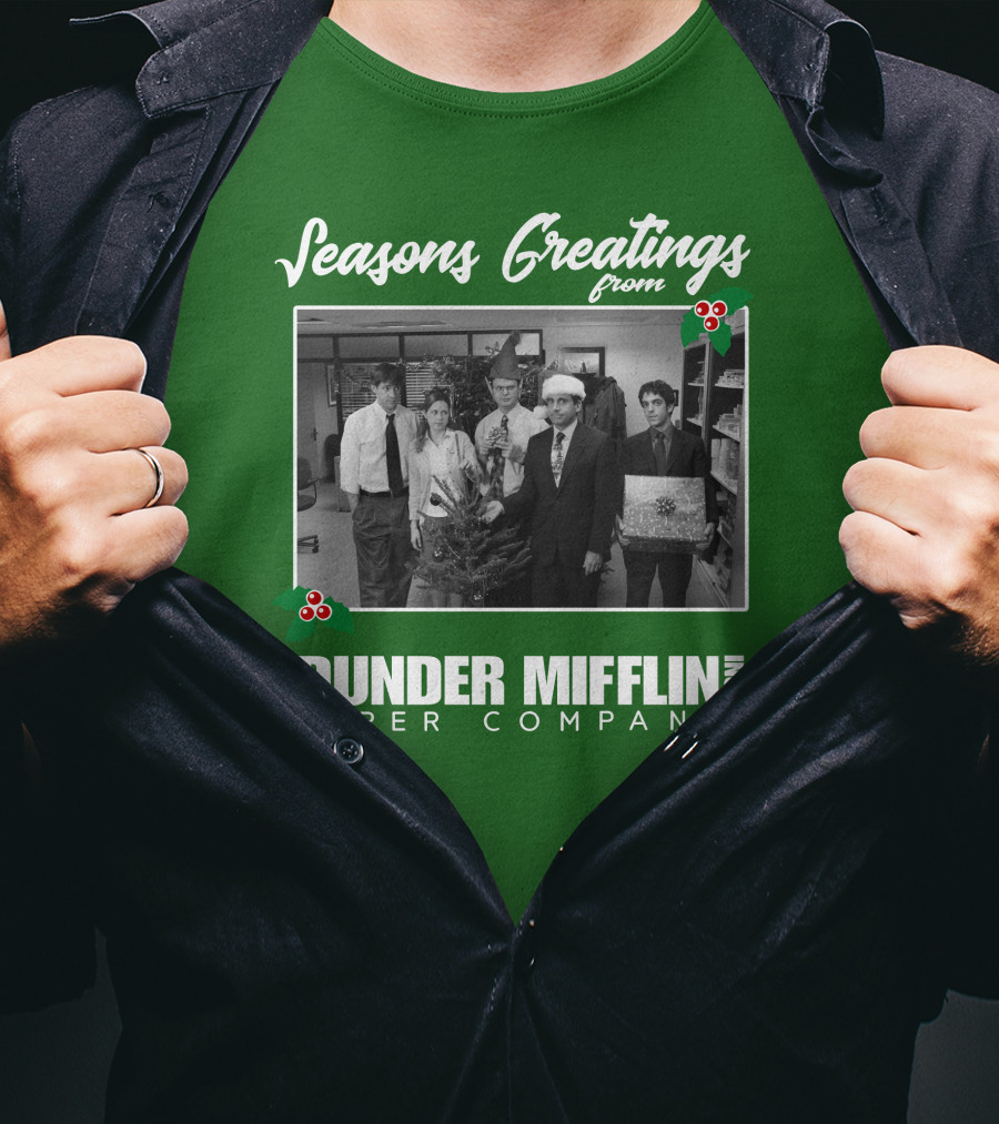 Seasons Greetings From Dunder Mifflin Paper Company Holiday Photo T-Shirt