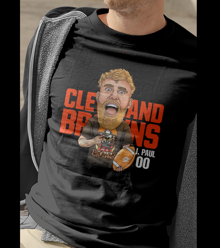 Cleveland Browns J. Paul 00 Football Illustration - Agha Noor T-Shirt