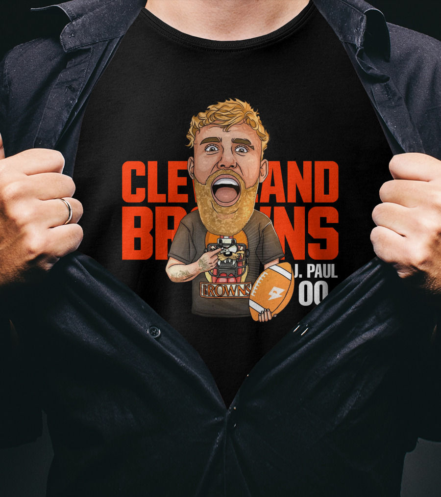 Cleveland Browns J. Paul 00 Football Illustration - Agha Noor T-Shirt
