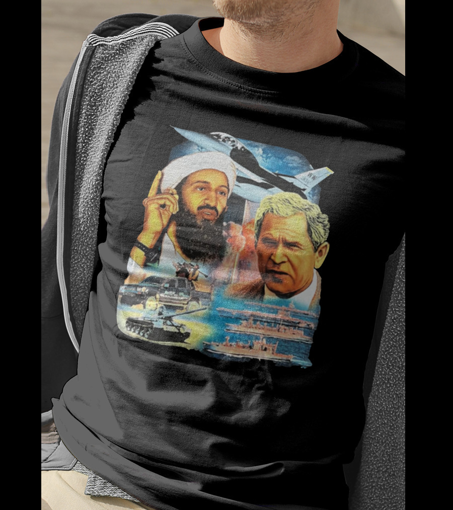 911 Vintage Rap Osama Bin Laden George Warplanes Tanks Ships T-Shirt