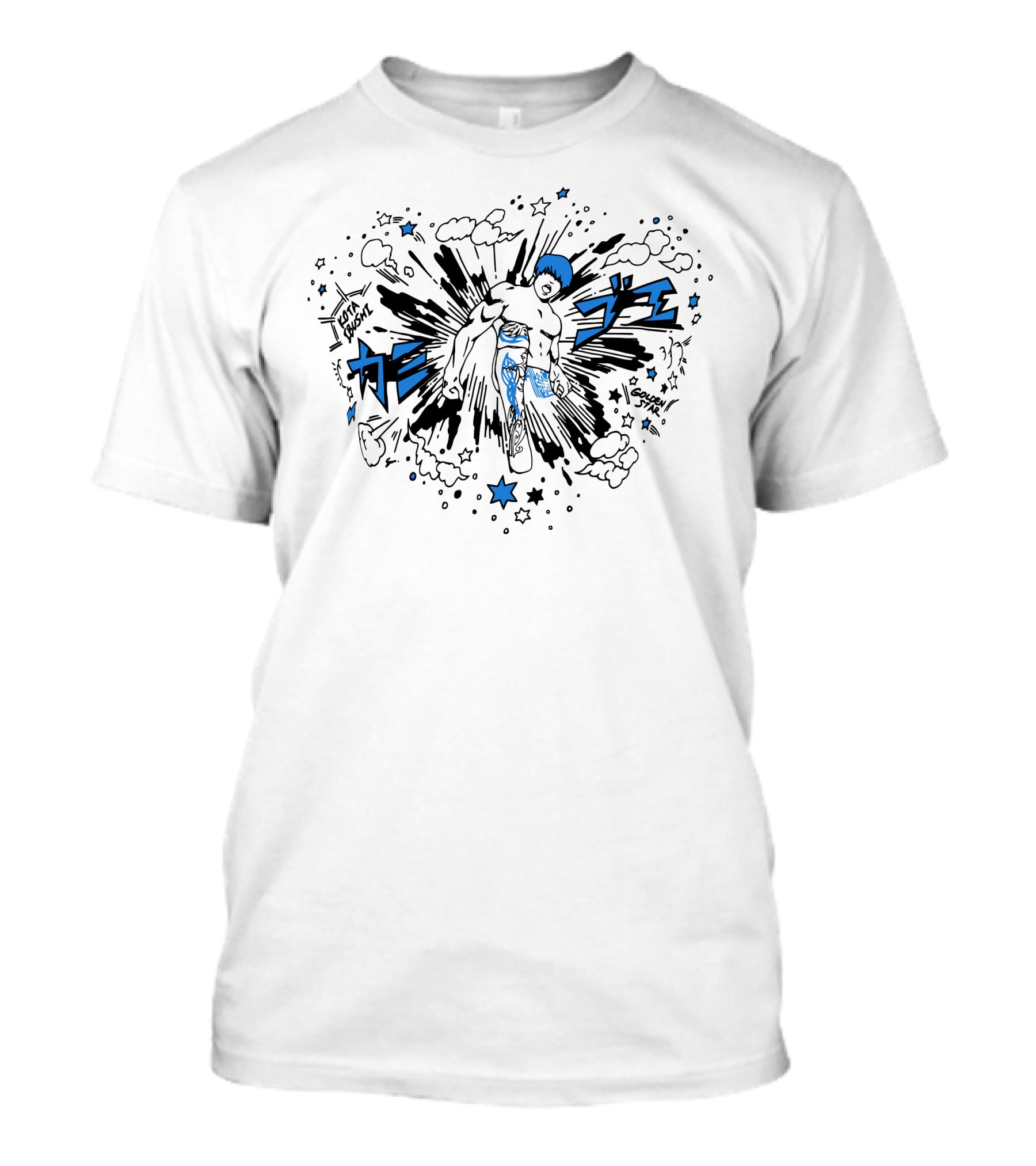 Kota Ibushi Golden Star Comic Explosion With Stars And Clouds T-Shirt