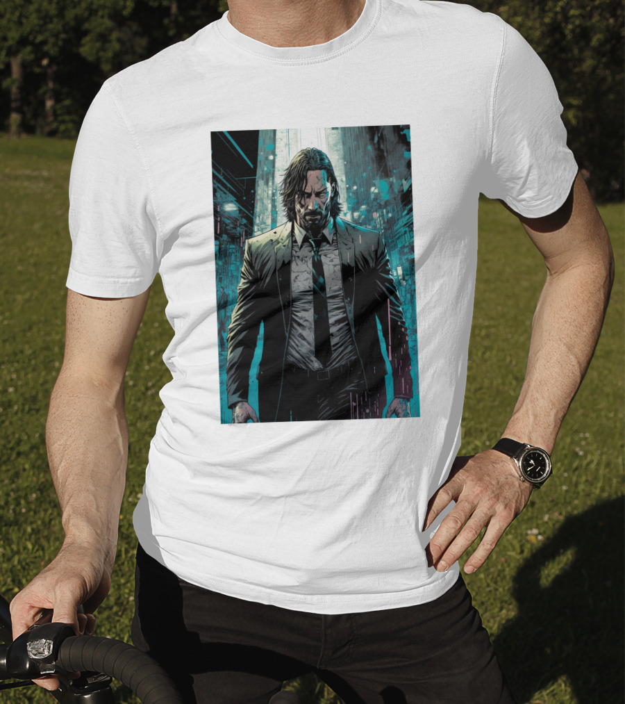 John Wick Comic Style Noir Scene T-Shirt