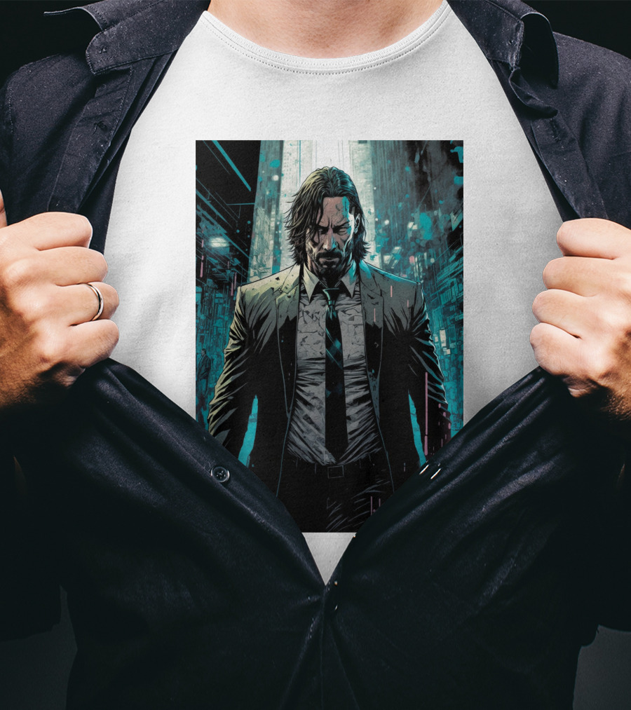 John Wick Comic Style Noir Scene T-Shirt