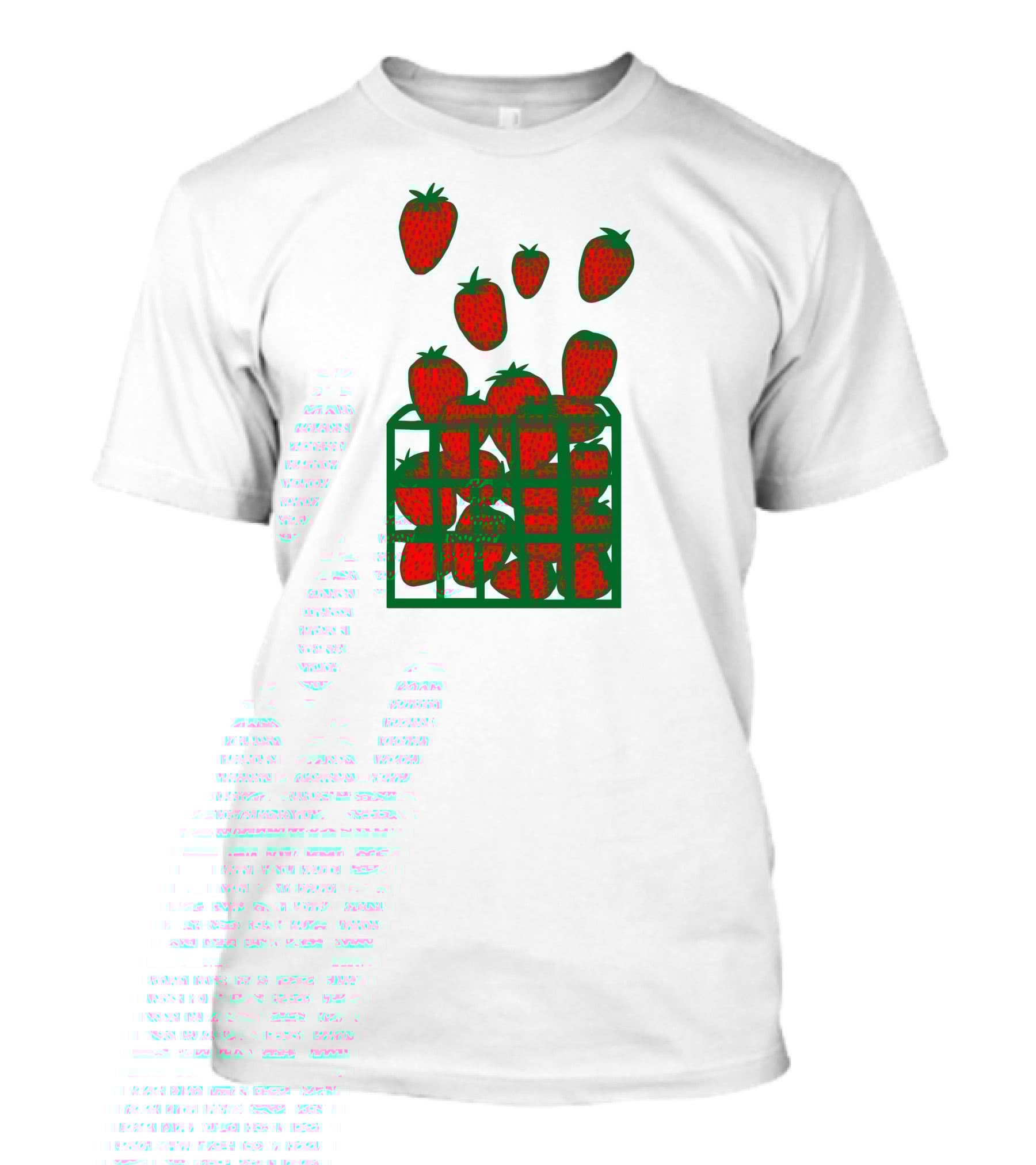 Strawberry Basket With Falling Strawberries Screen Print T-Shirt