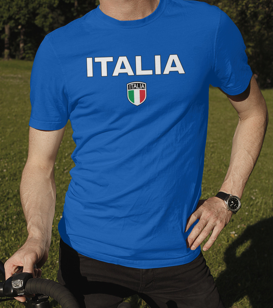 Rubi Rose Wearing Italia Italy Football Crest Blue T-Shirt